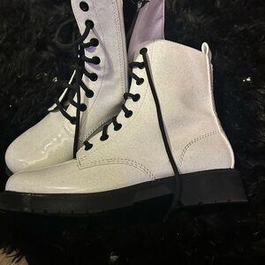 Women's White Lace-Up Boots